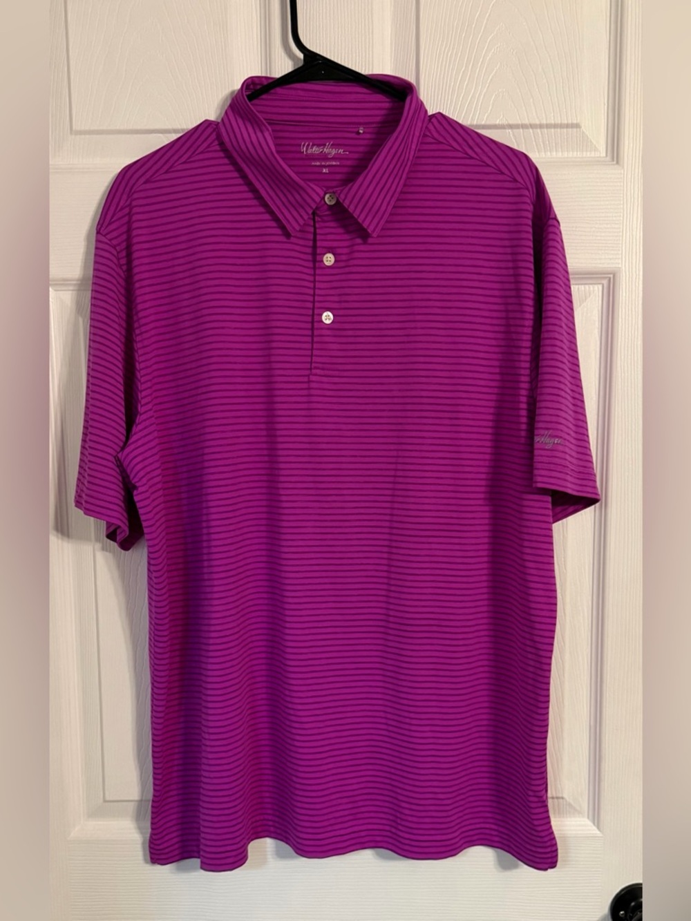 walter hagen golf shirt Bright Purple Short Sleeve Polo Size Xl Striped